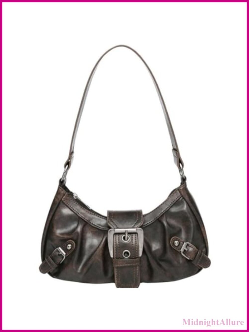 Y2K Small Hobo Shoulder Bag Odorless PU Leather Goth Punk Crescent